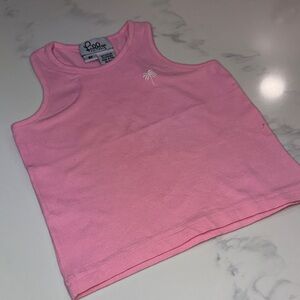 LILLY PULITZER SIZE 3T~PINK PALM TREE TODDLER TANK TOP SHIRT TOP GIRLS~VINTAGE